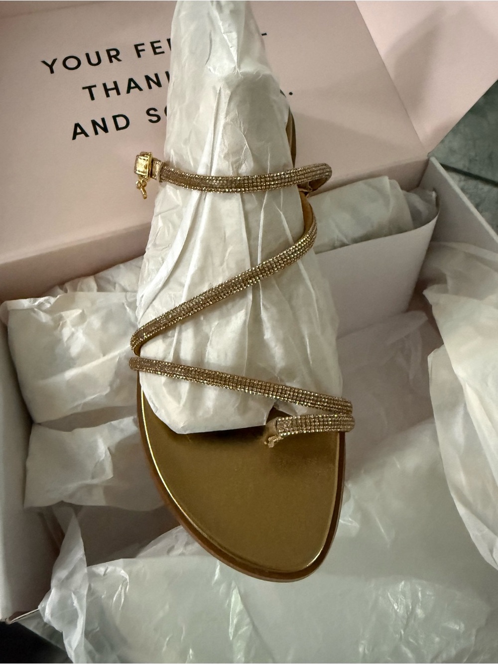 Birdies Gold Strappy Flat Sandals - Picture 7 of 8